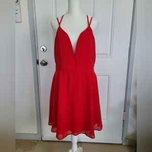 Charlotte Russe V Neck Skater Dress Red sz XL